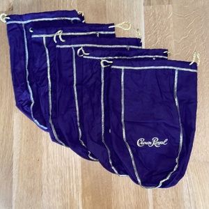 5 Crown Royal LARGE 13”x9” Purple Whisky Drawstring Storage Bags Pouches Totes